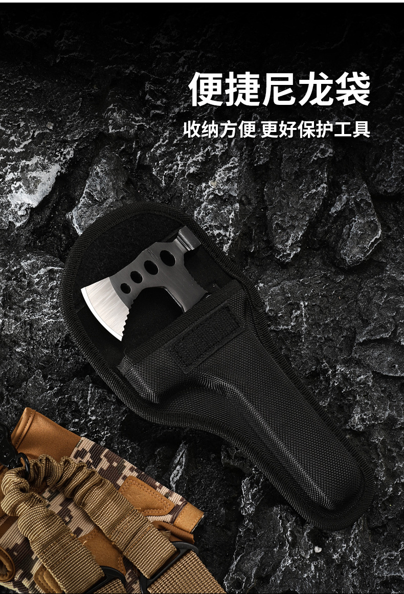 Outdoor multi-functional stainless steel hammer axe, household waist axe, chopping firewood tactical axe, camping survival tool, mountain opening and felling axe, practical and durable axe pic 23