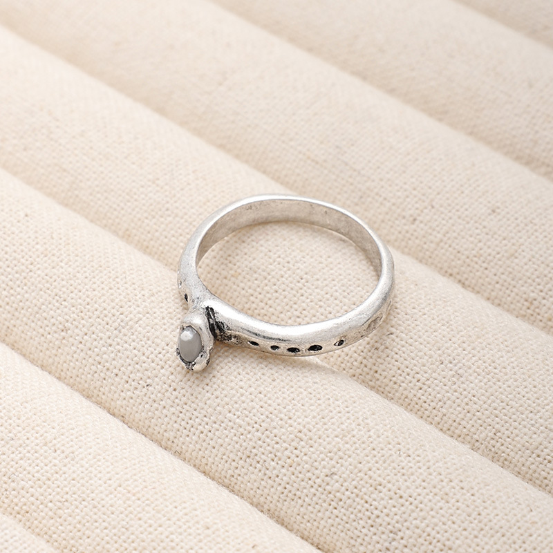 韩系小众设计mars手工复古做旧天然斑点石戒指简约百搭叠戴奶牛戒详情10