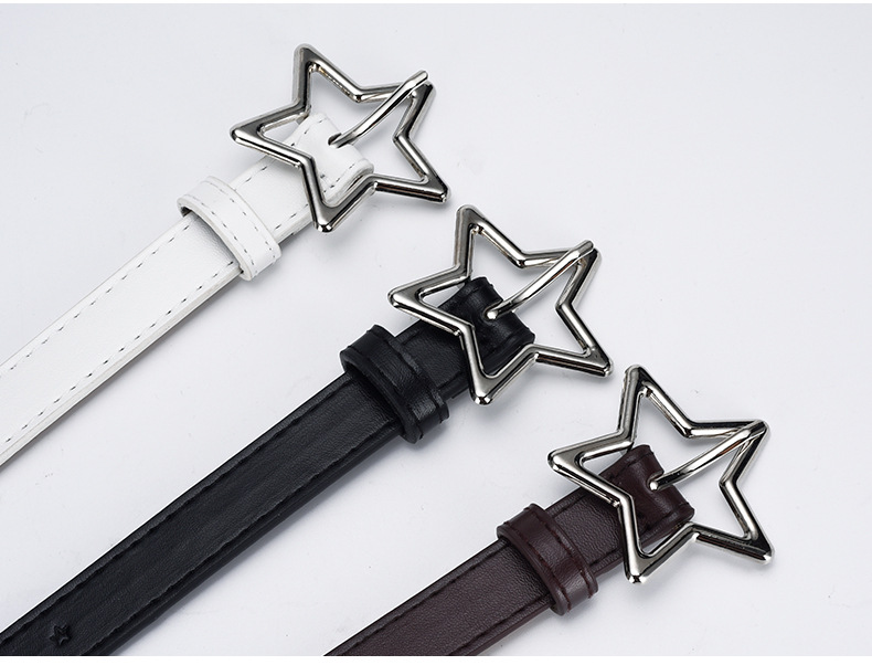 儿童款五角星合金扣女士腰带简约百搭星星全孔连衣裙牛仔裤皮带女详情9