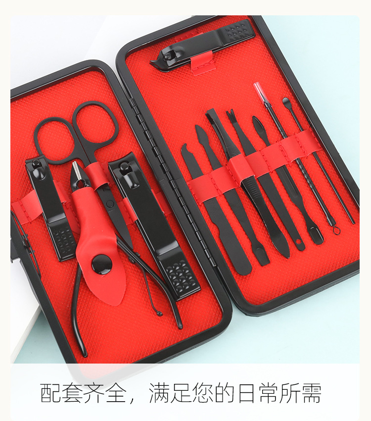 Cross-border black and red 18-piece set of nail clippers, decoration nails, nail clippers set, beauty and nail tools, complete set of nail clippers pic 6