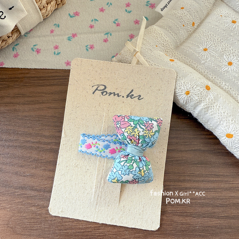 韩国春季新款田园小碎花kt猫蝴蝶结头饰胸针服饰配件饰辅料批发详情6