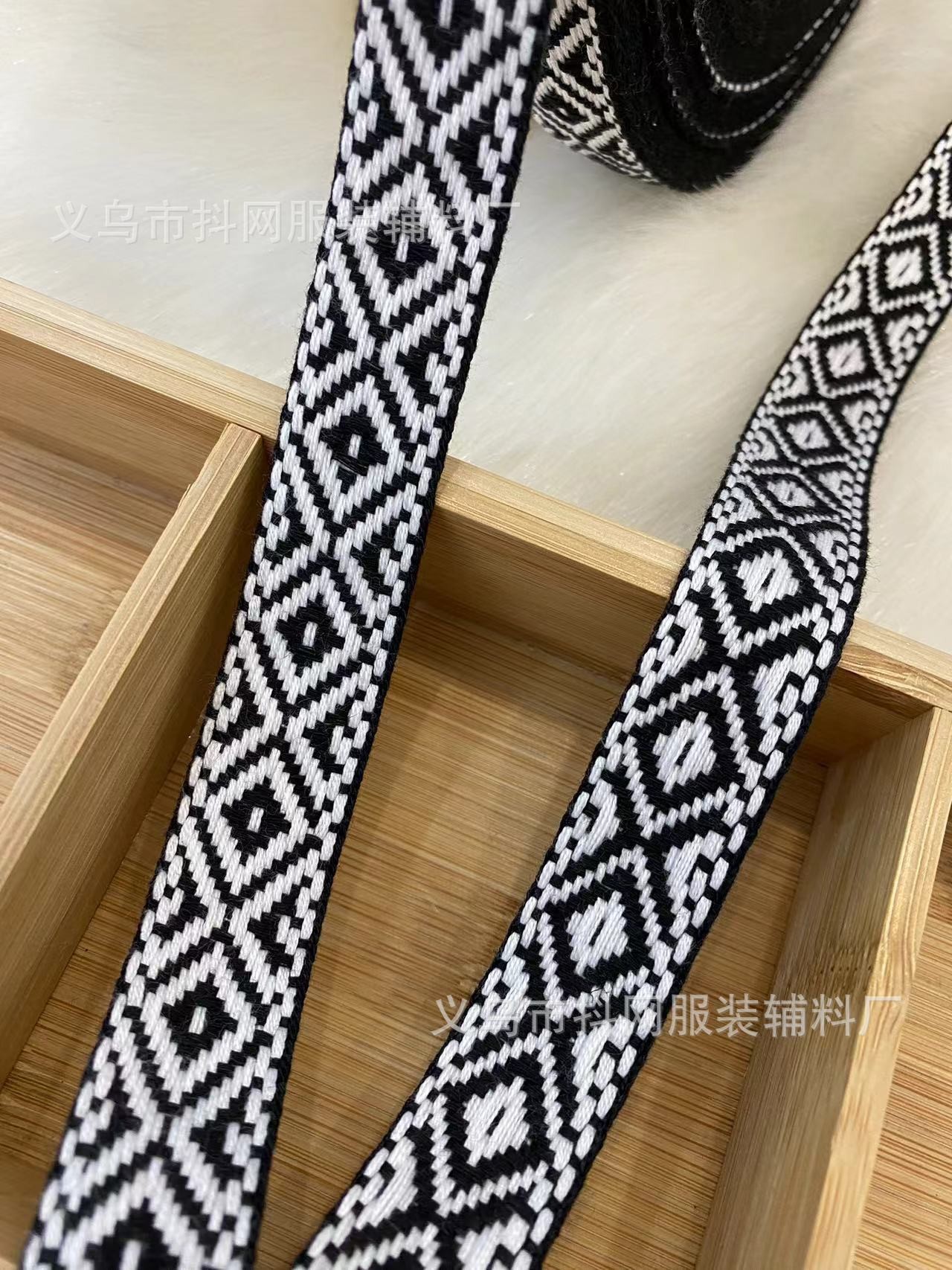 2.3cm纯棉菱形条纹时尚手工DIY蝴蝶结织带演出服装辅料家纺编织详情12