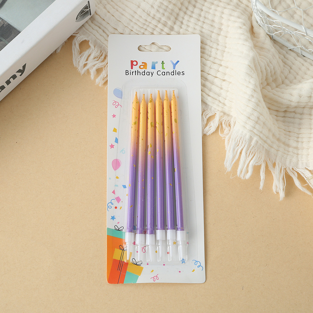 渐变光杆生日蜡烛创意浪漫派对蛋糕生日用品个性镀金渐变光杆蜡烛详情7