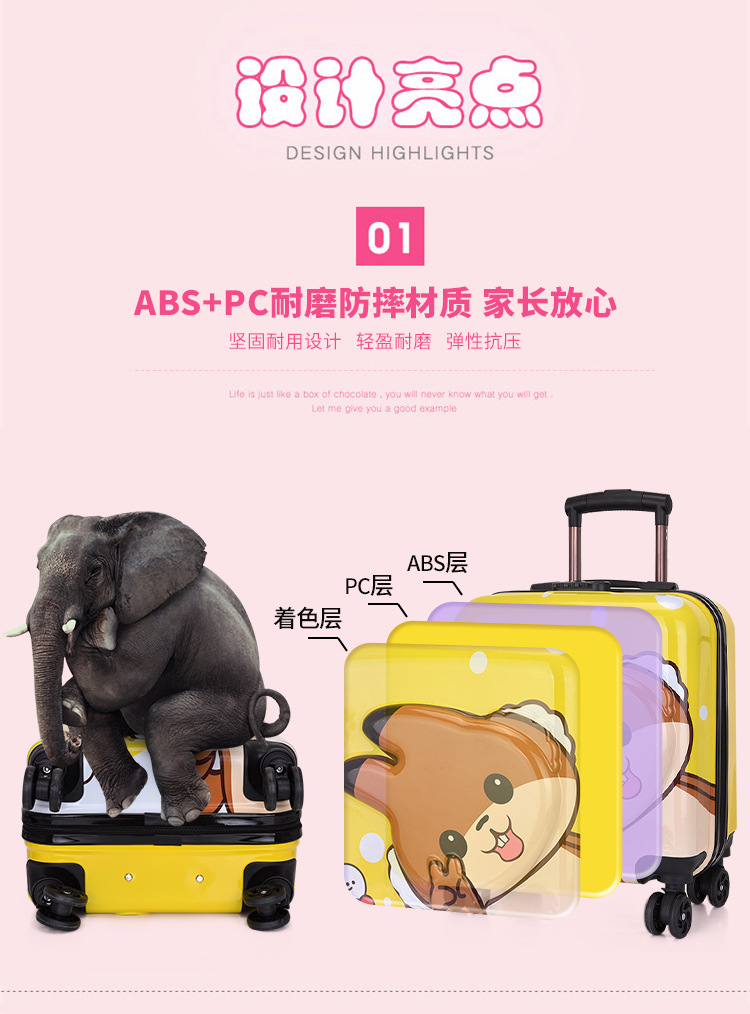 厂家批发儿童拉杆箱登机箱万向轮18寸卡通行李箱儿童箱密码旅行箱详情24