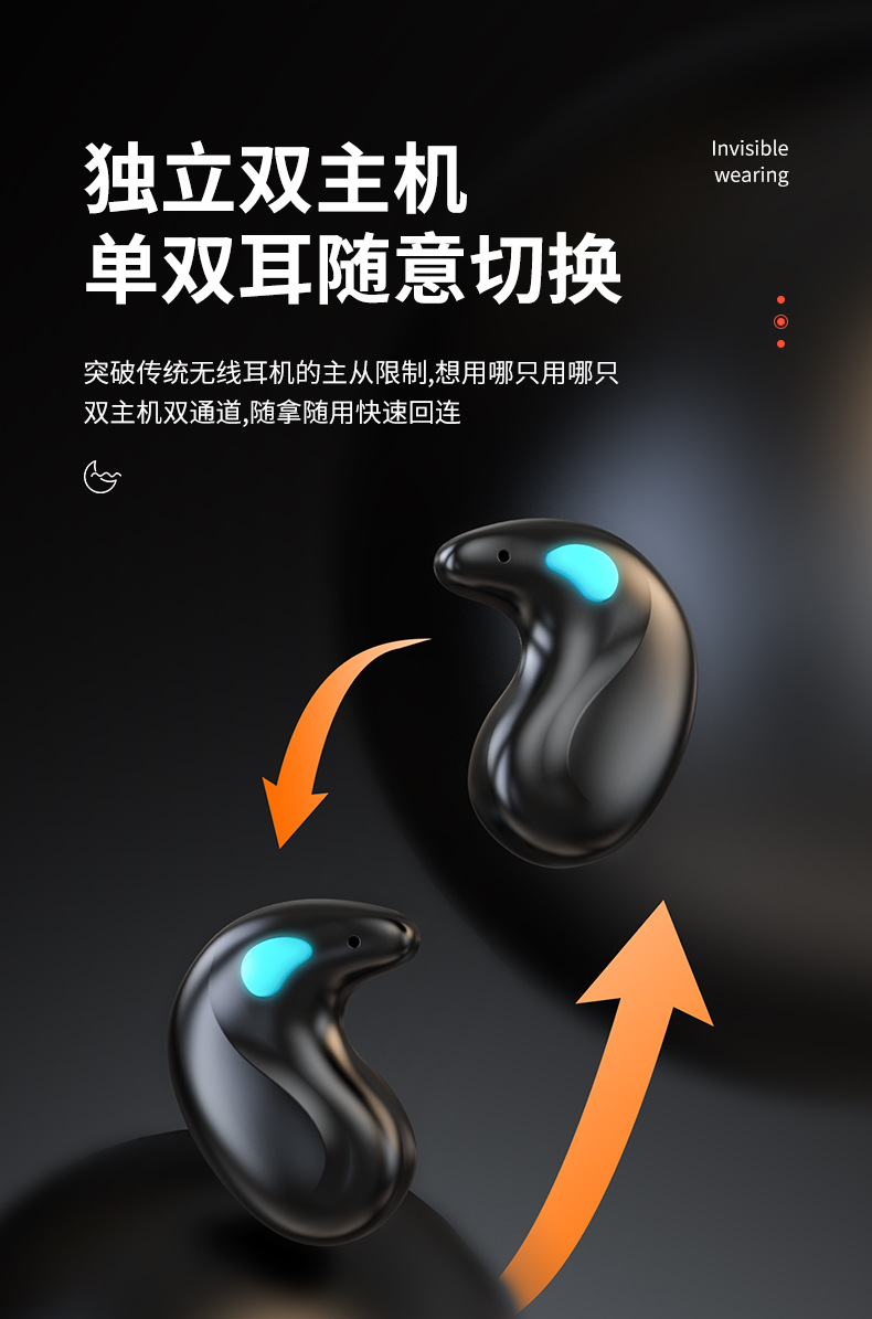 私模爆款骨传导睡眠专用 X57蓝牙耳机数显迷你降噪工厂批发详情9