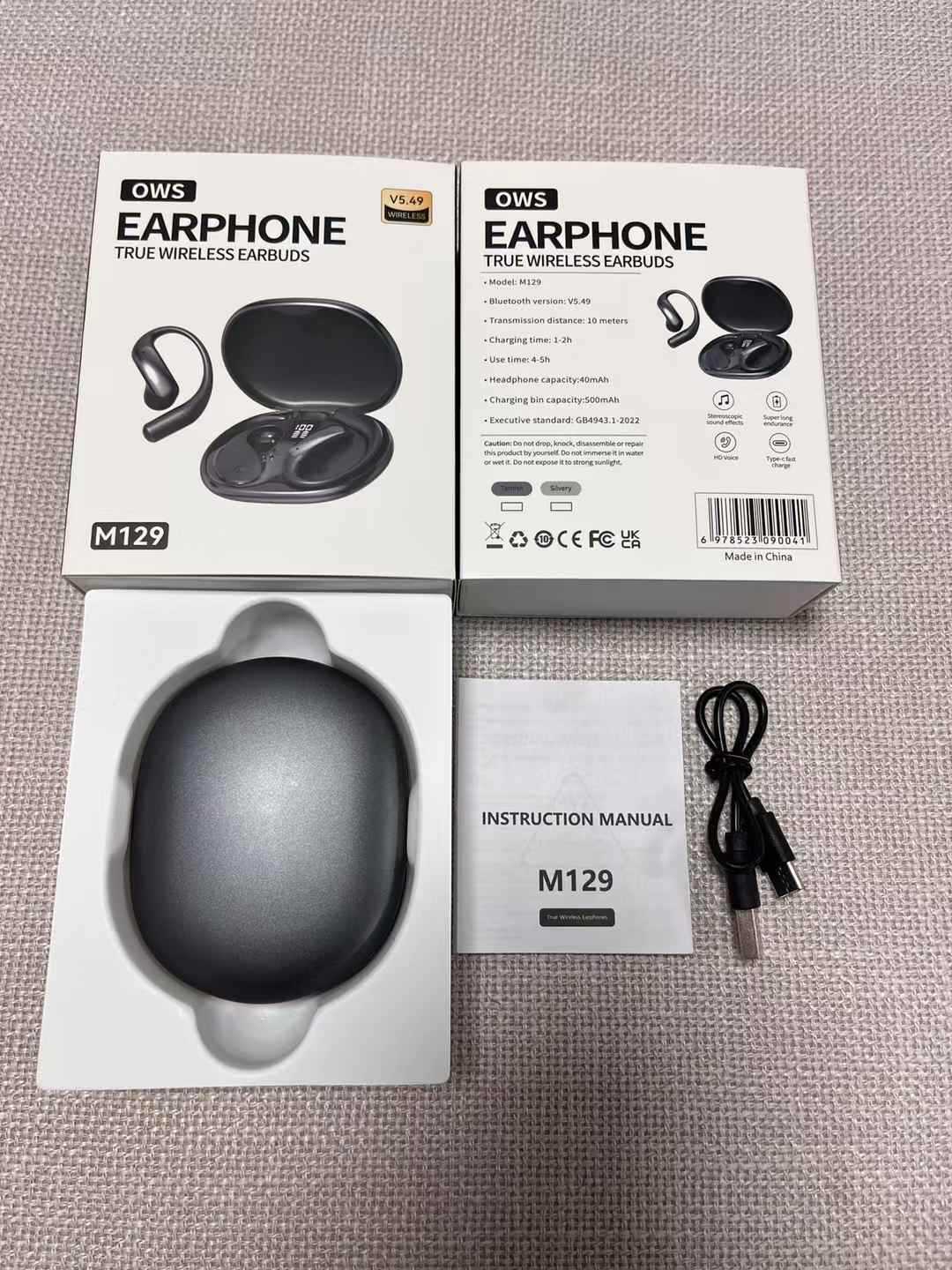 New product M129 Private mold OWS digital display non-in-ear Bluetooth headphones noise-cancelling wireless ear-hook smart headphones factory pic 2
