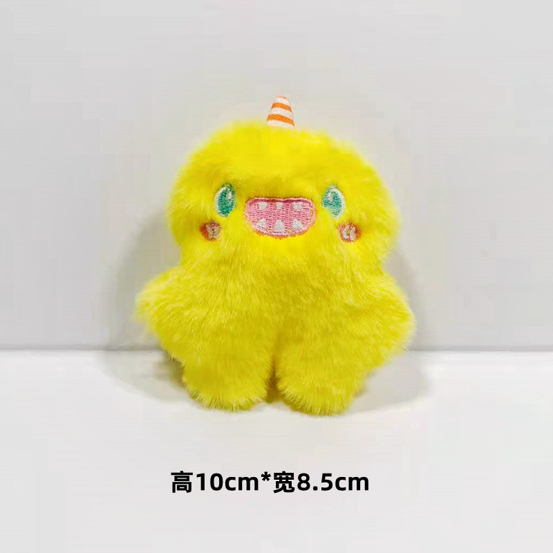 卡通毛绒独角小怪兽公仔胸针可爱日系彩色笨笨玩偶挂件装饰潮品详情17