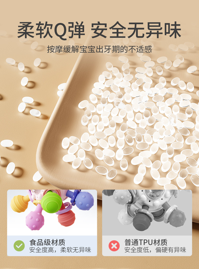 曼哈顿球0-3硅胶原子球手抓球婴儿抓握训练乳胶球可水煮宝宝牙胶详情7