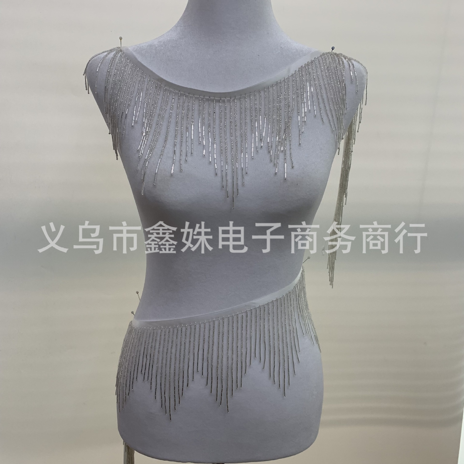 Glass tube, two-color lace, beaded, dance costume, tassel beads, clothing accessories and accessories pic 7