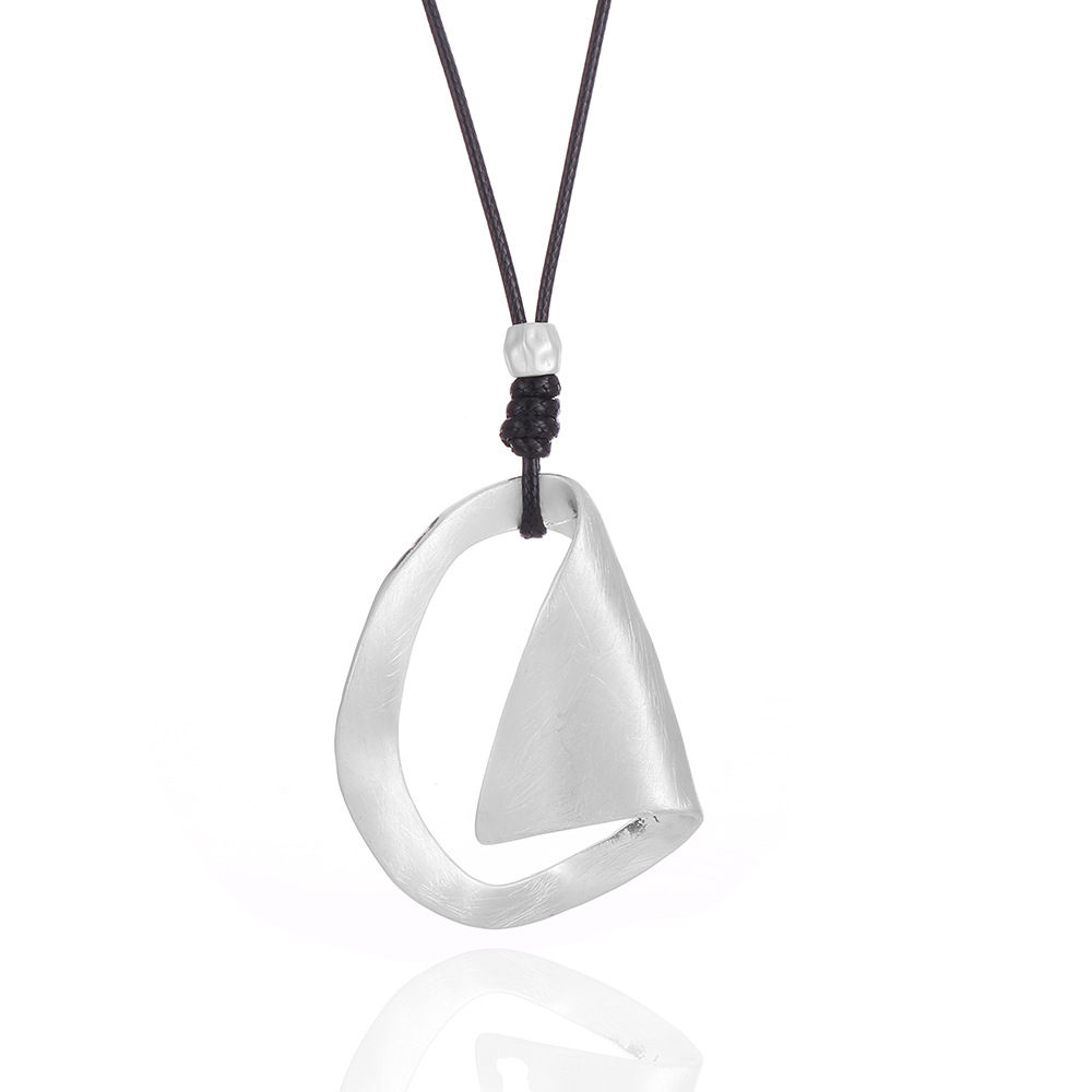 跨境专供长链时尚饰品爆款ins风合金拉丝复古简约项链吊坠毛衣链详情5