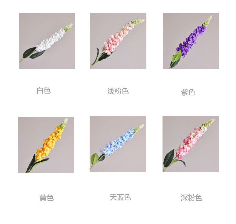 单枝风信子仿真花婚庆家居装饰摆件金鱼草飞燕草绢花办公文化气氛布置用品详情2
