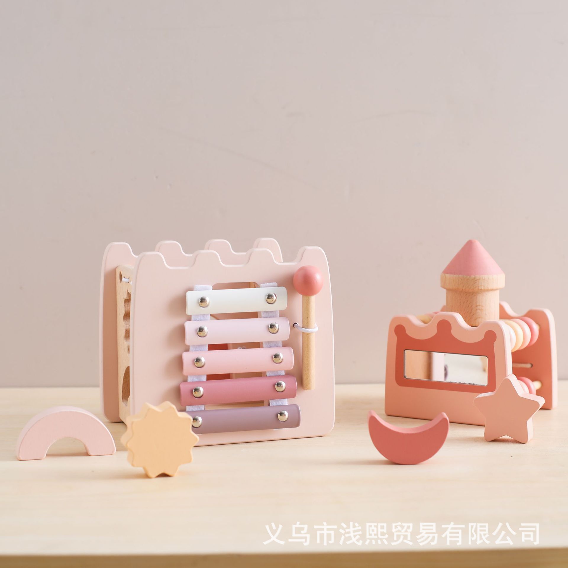 木质卡通儿童早教城堡小公主早教益智多功能玩具敲琴配对拼插玩具详情16