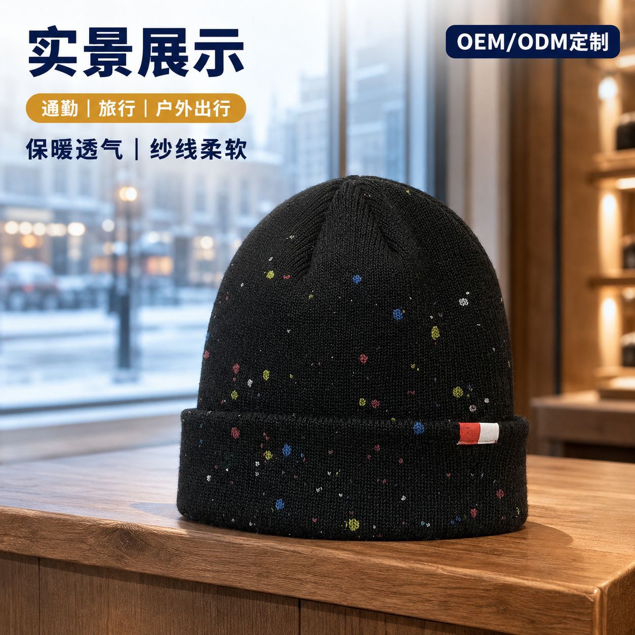 Nuevo versatil niche otoño invierno mujer sombreros de punto hechos a mano jet paint graffiti broken hole sombreros tendencia abrigos sombreros fríos hombres pic 5