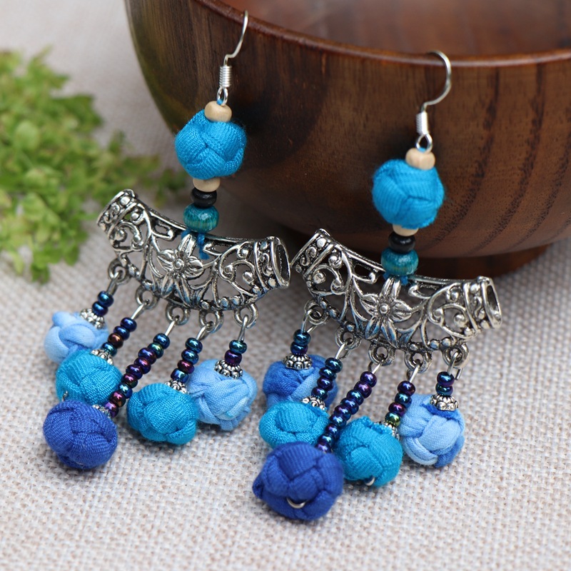 民族特色布艺扎染耳环时尚民族风女大理丽江舞台舞蹈饰品配饰批发详情12