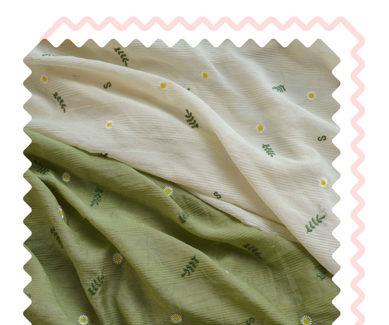 Fresh and soft shirt, spring and summer embroidered dress fabric, small Daisy character mother skin small halter decorative fabric pic 2