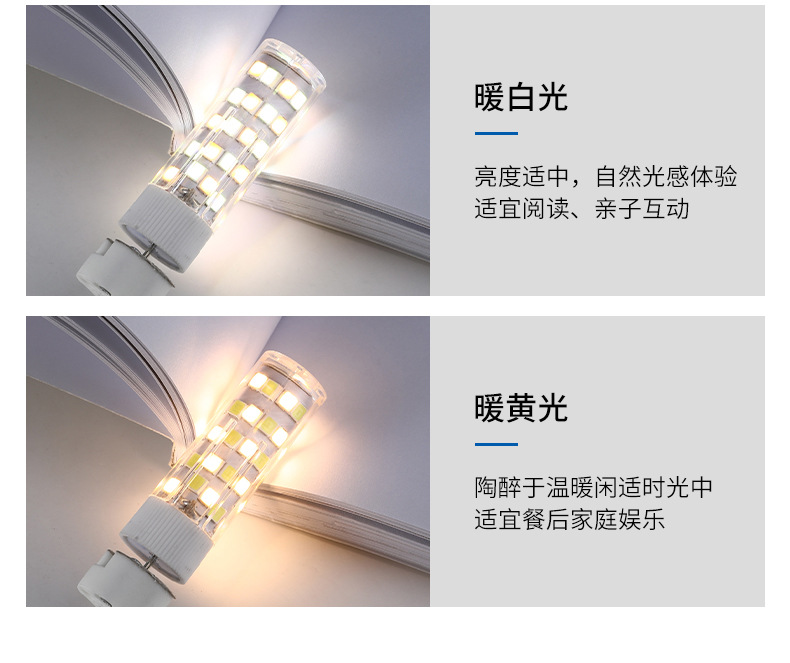 G4led corn lamp, energy-saving, high-brightness, flicker-free, three-color variable light bedroom chandelier, G4 LED plug bulb pic 6