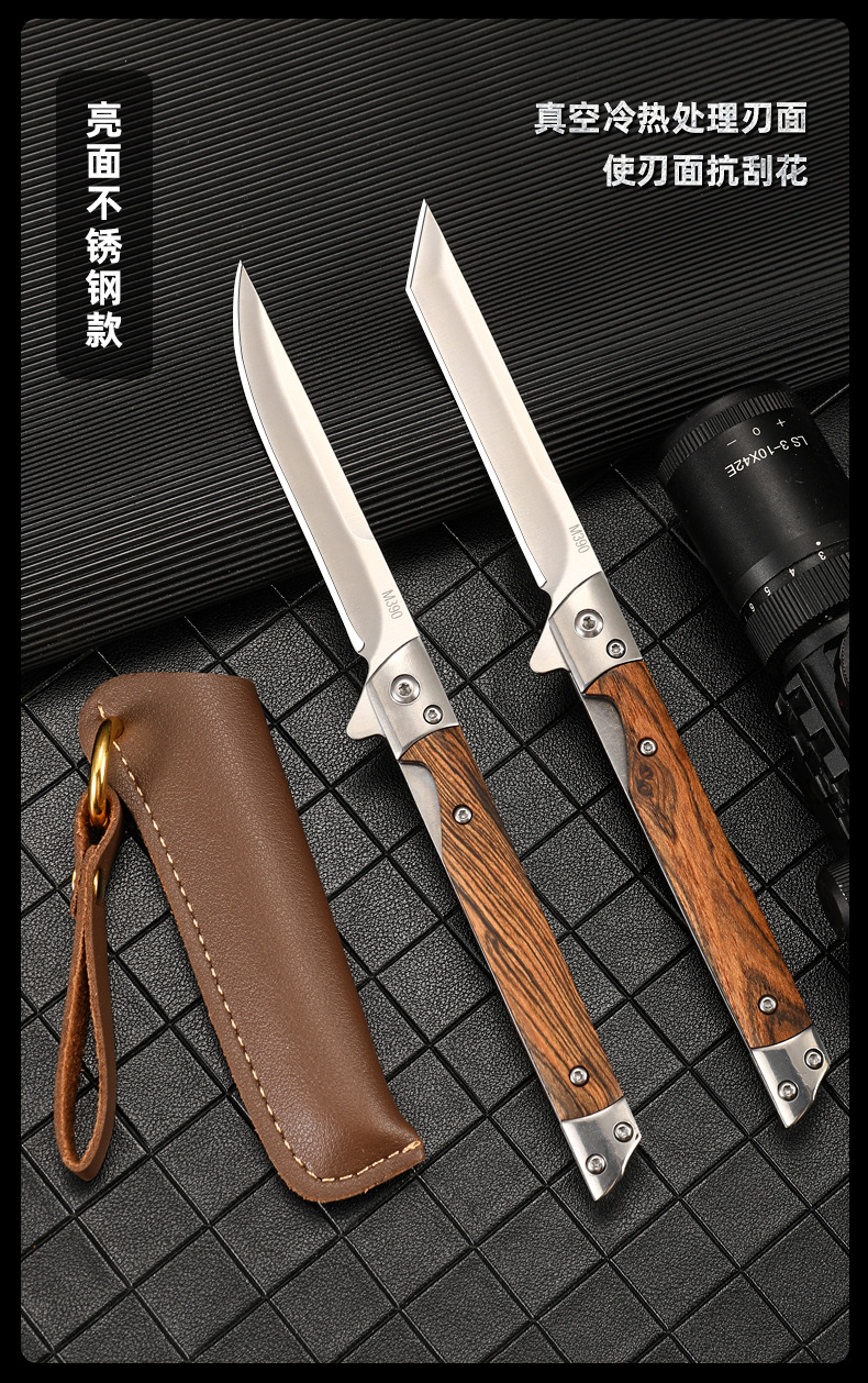 A must-have Damask pattern folding knife for outdoor camping. Made of high-hardness stainless steel, it features a quick-opening design, is compact and portable, and is a versatile and practical folding knife pic 14