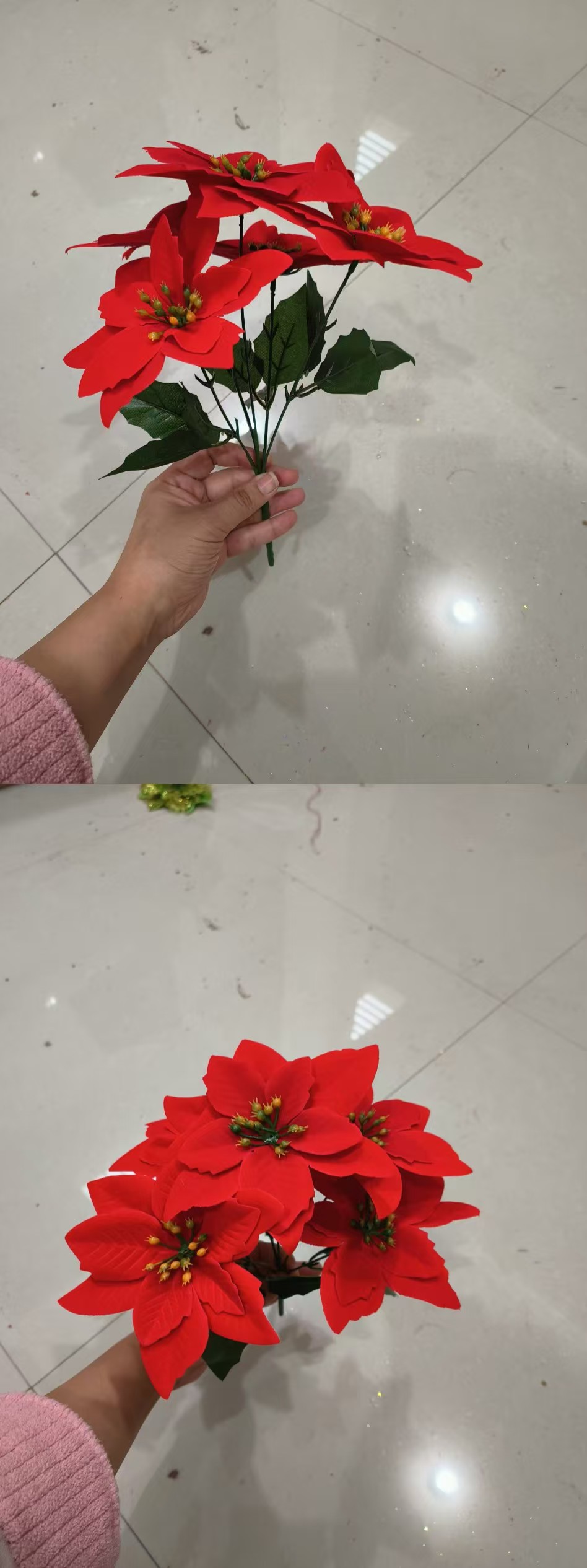 Christmas five-pointed flower decorations, home DIY accessories, plastic flannel, Christmas decorative flower handicrafts, gifts, creative soap flowers pic 4