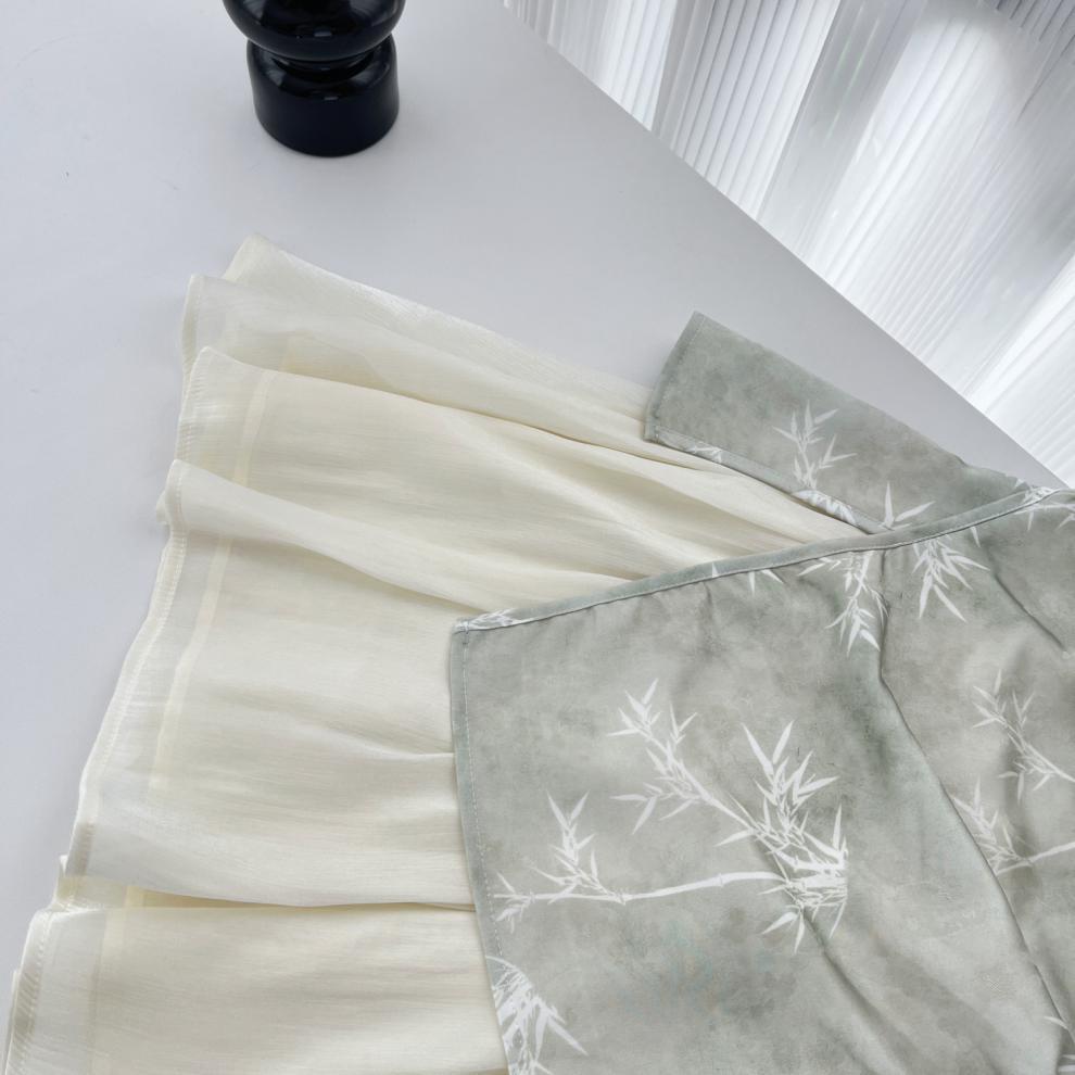 杨大卷国风假两件收腰连衣裙新中式绿色改良旗袍女不规则拼接清冷详情13