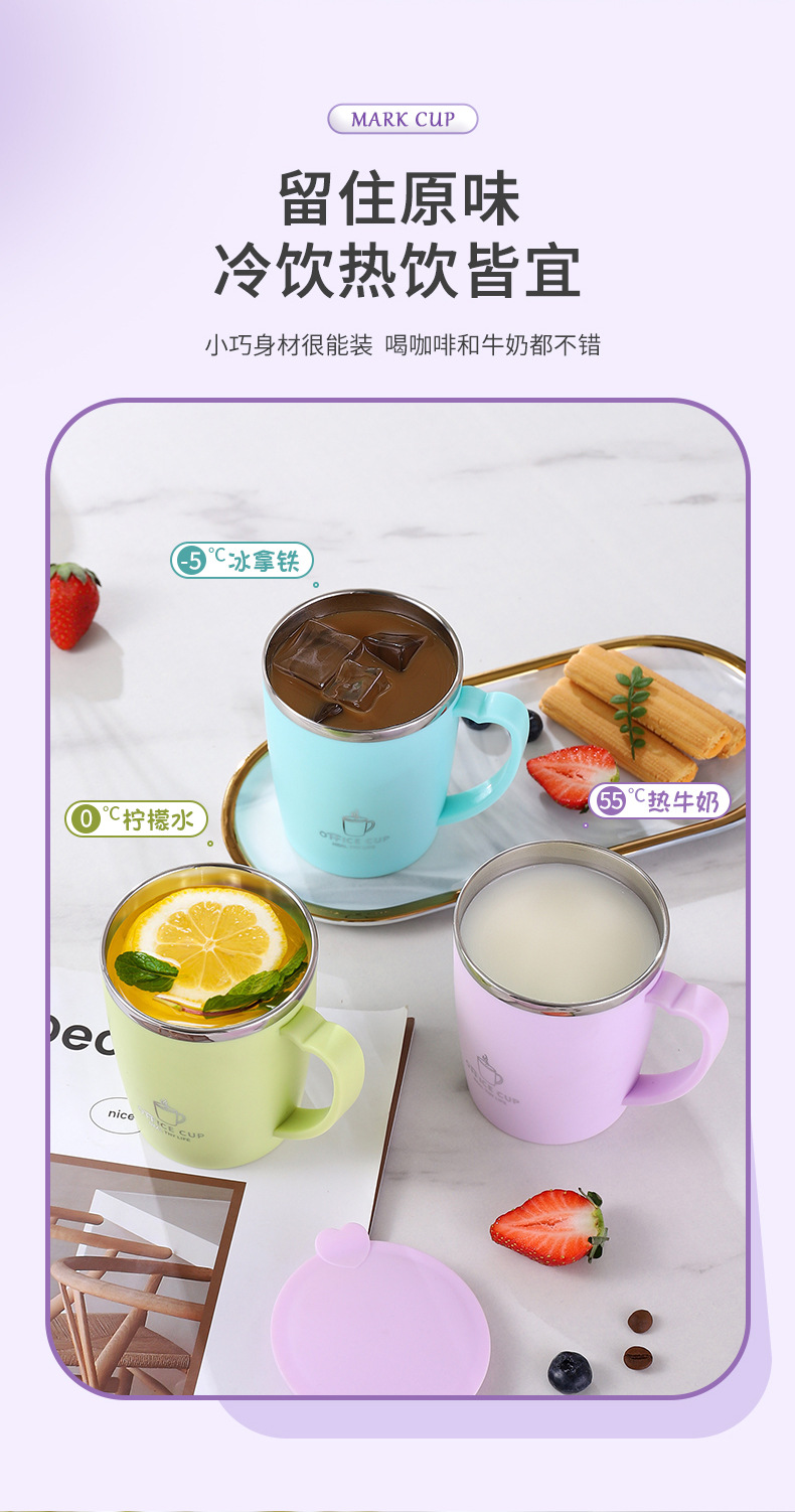 304不锈钢儿童通用口杯防摔带盖杯学生喝水杯办公室马克杯情侣杯详情8