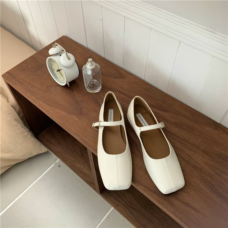 方头单鞋女2024春季新法式复古奶奶鞋链条扣子v口女鞋浅口豆豆鞋详情17