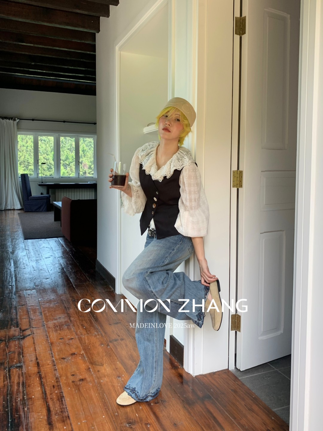 CZ ZHANG Early Autumn French sweet Lace collar flared sleeves see-through polka dot shirt for women B33039 pic 17