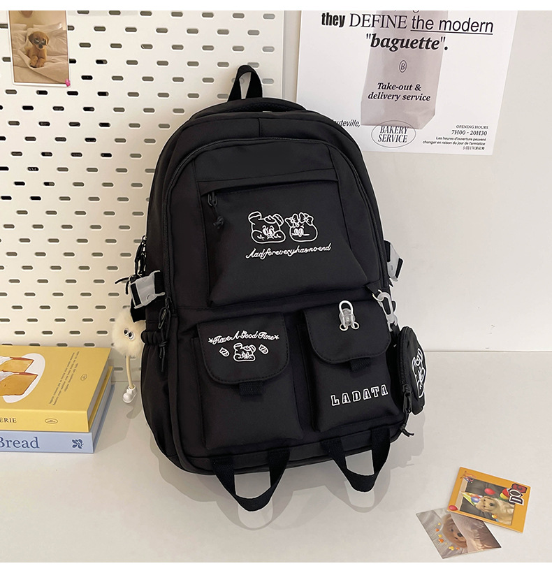 Japanese and Korean casual backpacks, forest-style schoolbags, multi-pocket schoolbags for primary school students, large capacity for cross-border travel for junior and senior high school students pic 35