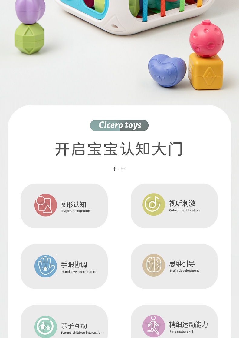 婴儿多功能形状认知玩具儿童益智魔方彩虹圈早教训练玩具益智科教玩具详情2