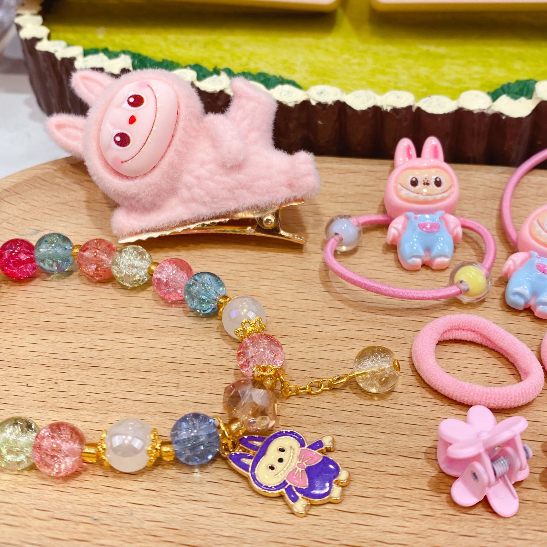 新款哒布布水晶手链卡通皮筋发夹饰品套装可爱少女心装扮时尚精品详情19