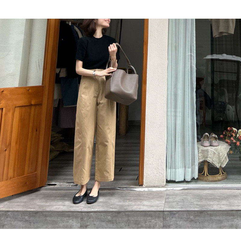 白色高腰窄版直筒阔腿裤女春秋夏季薄款休闲垂感九分长裤西装裤子详情5