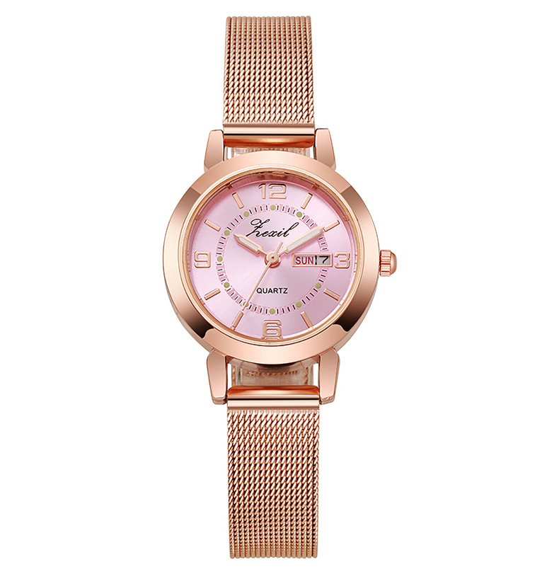 网红直播女士手表跨境爆款韩版简约防水夜光双日历非机械手表现货详情18