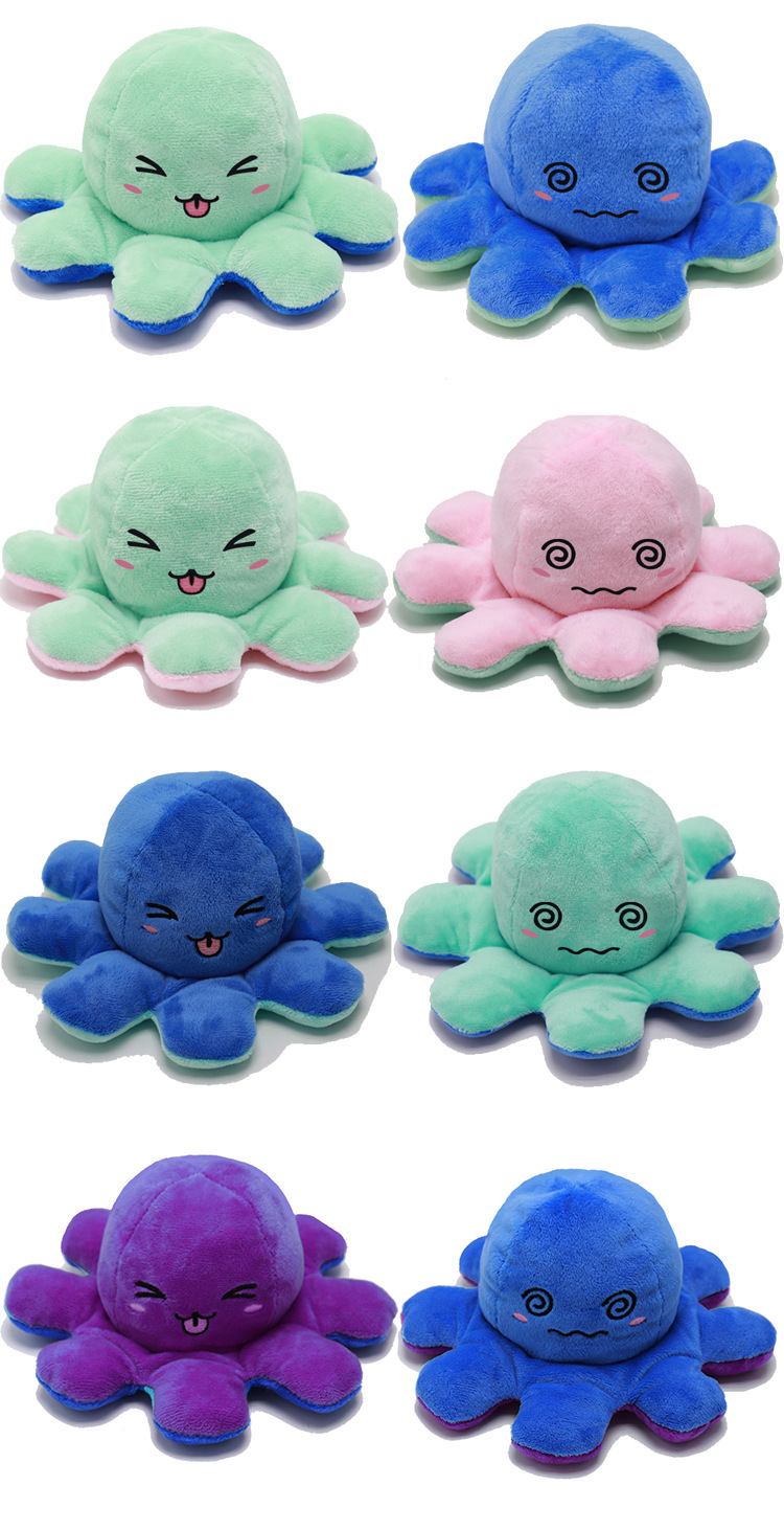 New flip octopus doll, flip octopus with double-sided expression toy, octopus plush doll in stock for wholesale pic 24