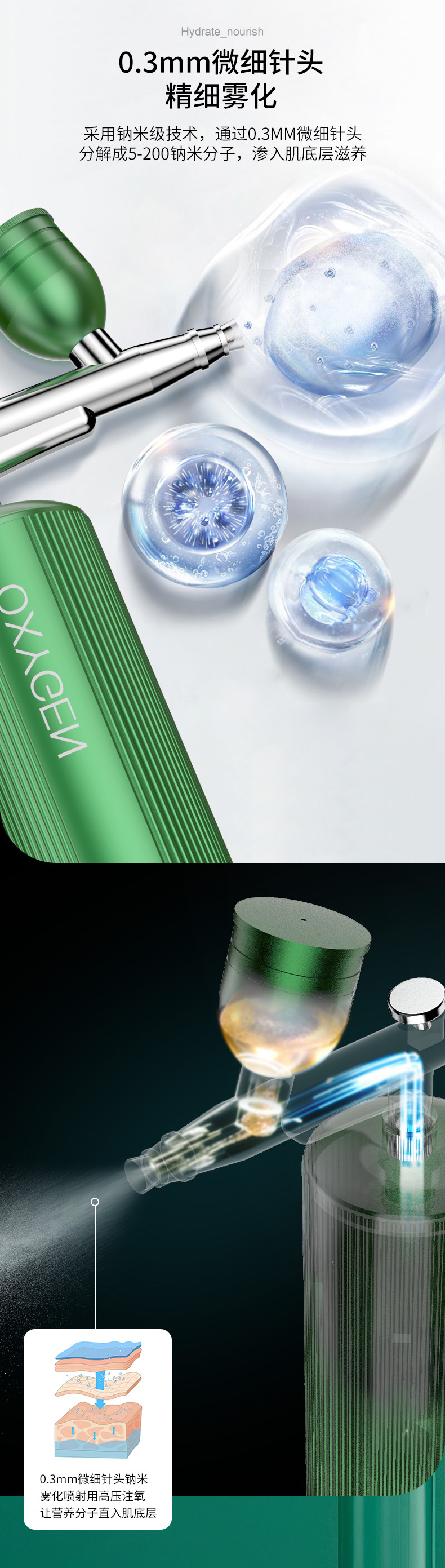 shanilak high-pressure atomization oxygen injection device, spray device, handheld oxygen injection device, high-pressure home water light facial beauty device pic 5