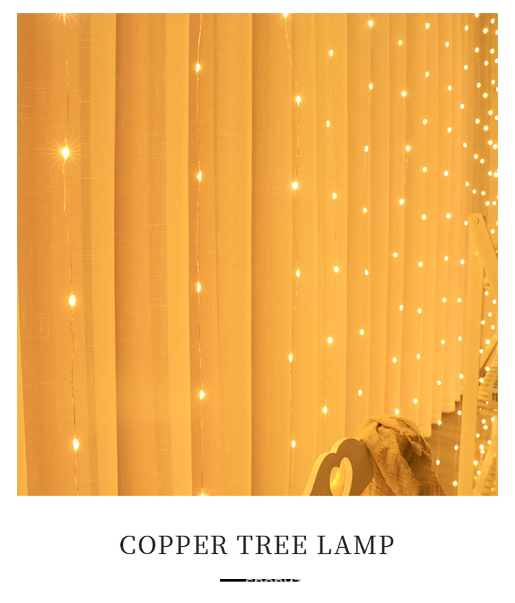 LED窗帘灯铜线冰条灯满天星瀑布灯圣诞节日灯卧室背景装饰灯串详情4