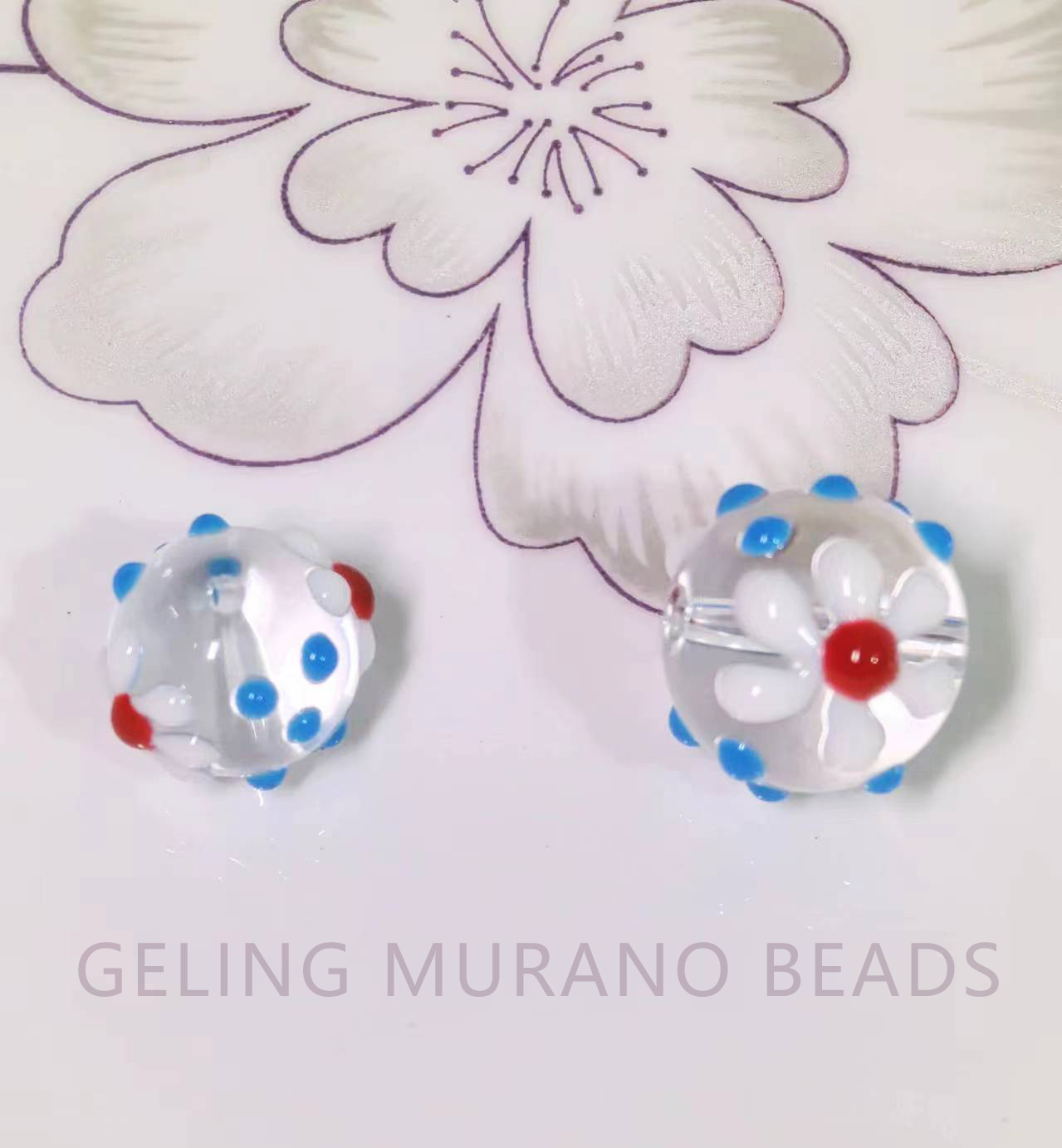 手绘趣味滴油琉璃散珠花朵 手工DIY串珠手链耳环项链饰品配件批发详情12