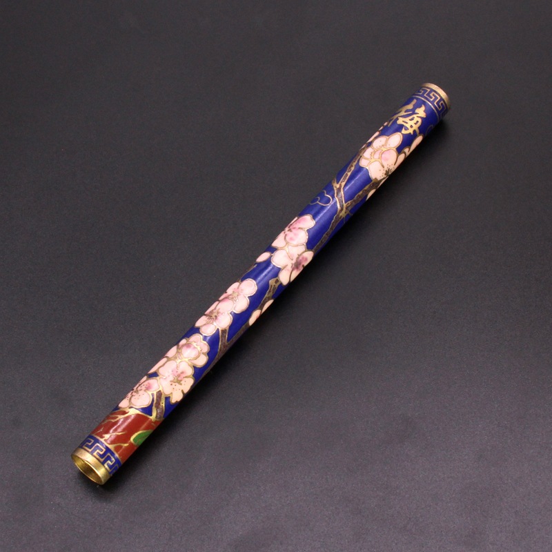 Beijing Cloisonne classical Culture Ethnic style writing brush decorative accessories copper base mechanism enamel writing brush shaft pic 12