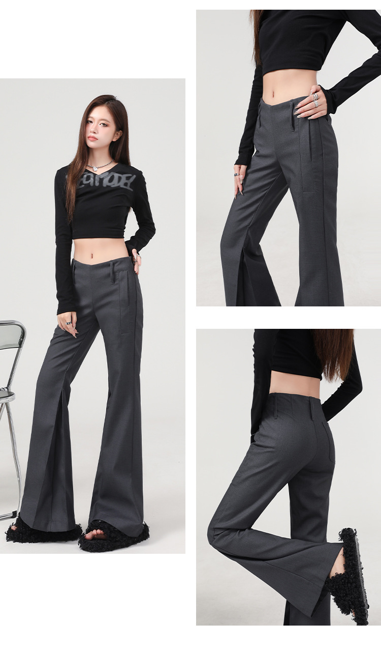 橙绢女装#修身微喇西装裤女2025春季新款高级感垂感薄款马蹄裤子详情16