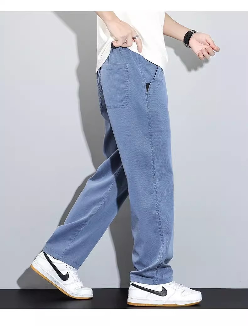 工装裤子男款直筒宽松弹力松紧腰长裤夏季薄款休闲裤男耐磨牛仔裤详情11