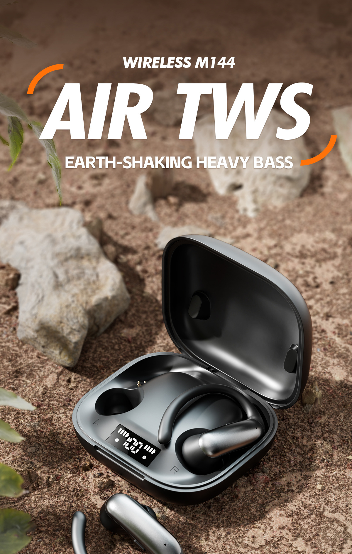 Nuevo producto smart crossover nuevo M144 orejar montado OWS semi-en el oído abierto bluetooth auriculares con doble pantalla de número modelo privado pic 4