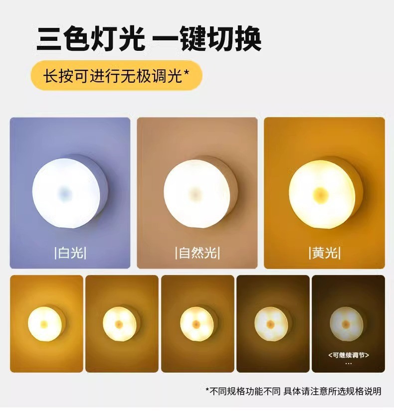 Eye-protecting night light, bedside lamp, three-color button light, light up when pressed, wireless charging, magnetic night light pic 5