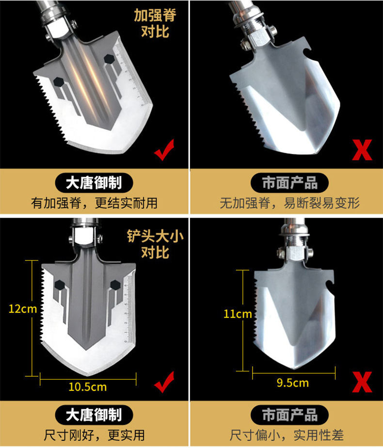 工兵铲多功能折叠兵工铲户外小号锰钢锹便携式铲子方便实用铲子详情27