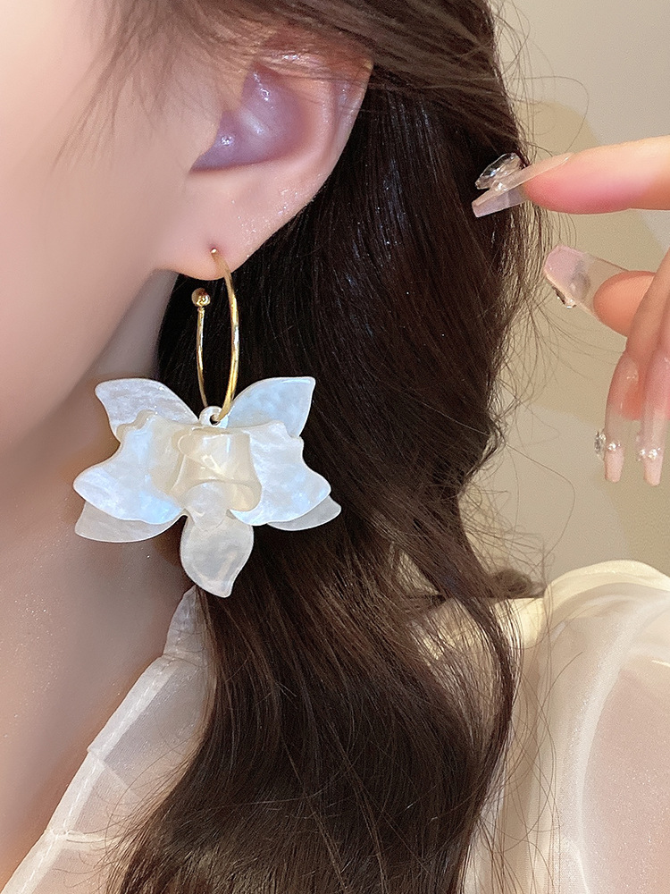 超仙法式度假花朵耳环女高级感轻奢气质耳饰小众设计感时尚耳坠详情6
