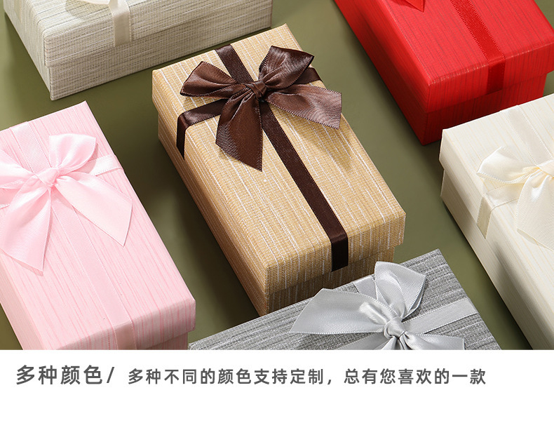 New rectangular top and bottom cover gift box for festivals and birthdays, simple paper gift box, gift bow packaging box pic 12