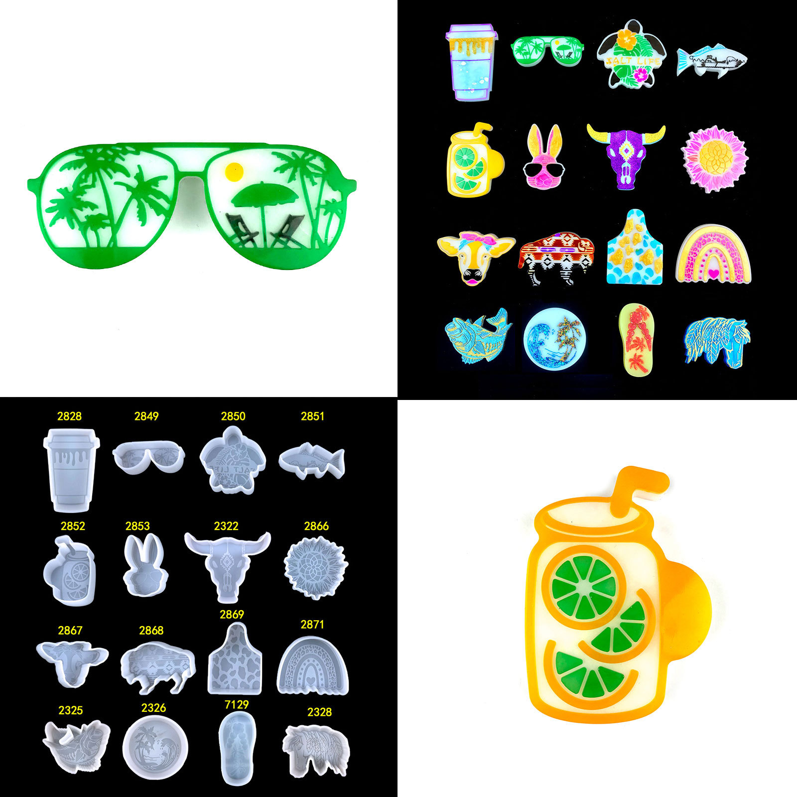 155款彩虹香薰滴胶模具太阳花车载香薰模具牛头石膏蜡烛硅胶模具详情8