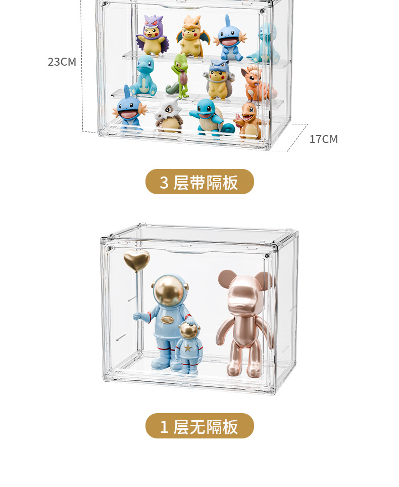 盲盒收纳展示架娃娃展示柜泡泡玛特收纳盒玩具防尘透明手办展示盒详情15