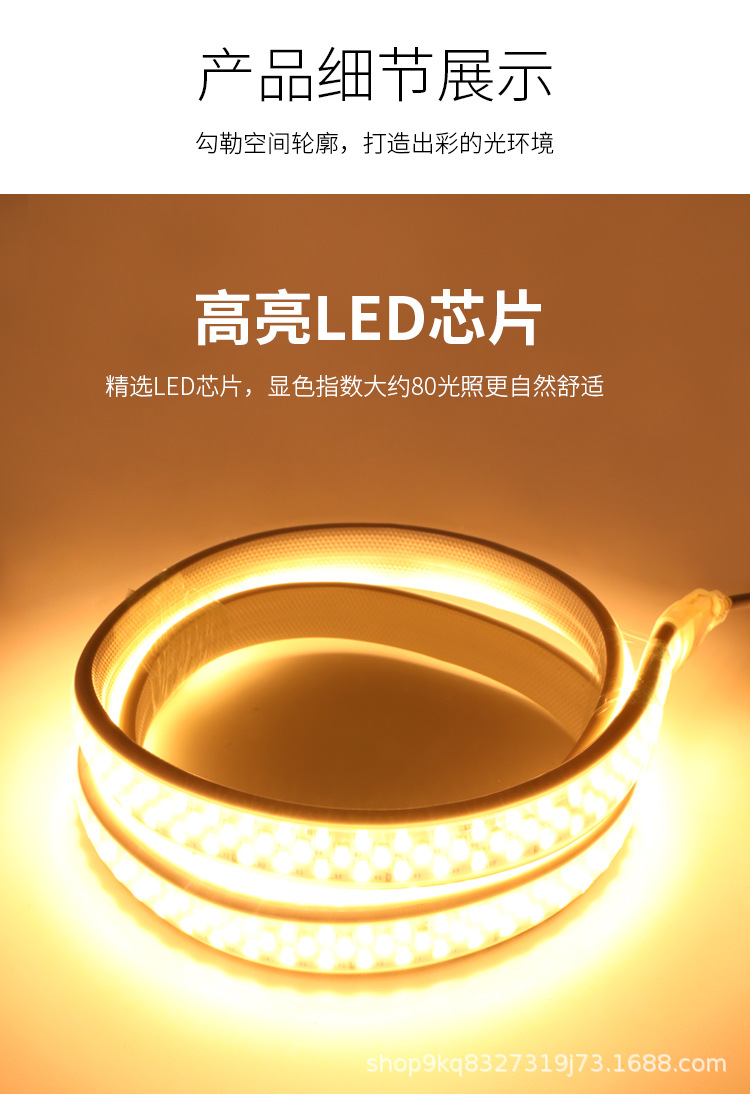 超亮led灯带5050防水5630LED贴片柔性灯带条2835双排三排220v灯带详情21