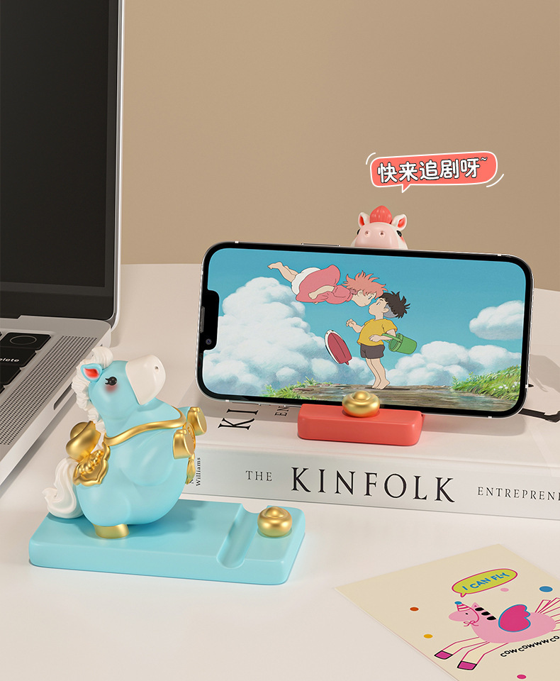 马年生肖手机支架2026马年马上发财桌面办公室吉祥物装饰品生肖马摆件树脂手机支架详情10