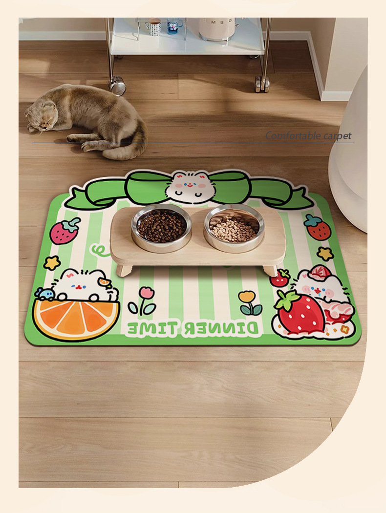 可爱卡通宠物餐垫硅藻泥吸水速干垫易打理宠物通用地垫一件代发详情10