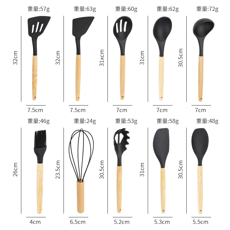 不粘锅硅胶厨具19件套锅铲汤勺硅胶炊具刀具厨房工具套装跨境现货详情7