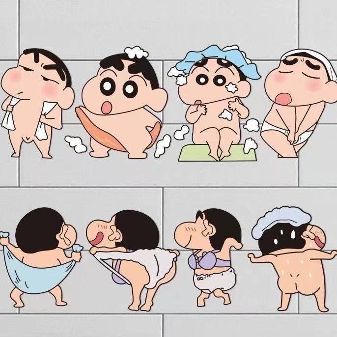 【升级款】蜡笔小新卡通贴纸墙贴浴室马桶贴瓷砖厕所居家防水贴纸详情5